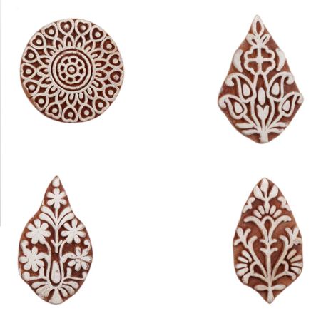 Set of 4 Piece New Mix Wooden Printing Block